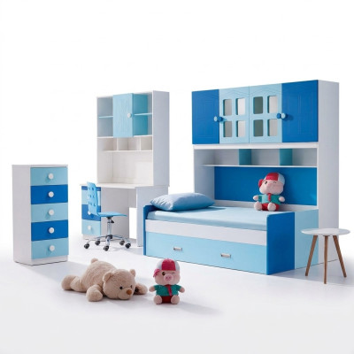 Designer Zimmer Jugend & Kinder Schlafzimmer Tisch Bett Kommode Set Neu