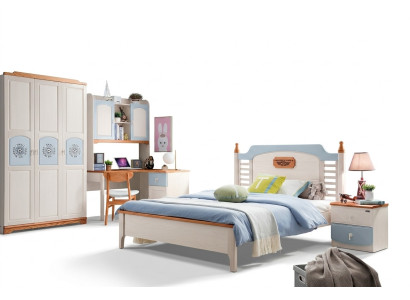 Schlafzimmer Set 5tlg. Bett 2x Nachttisch Schreibtisch Kinderbett Vollholz Möbel