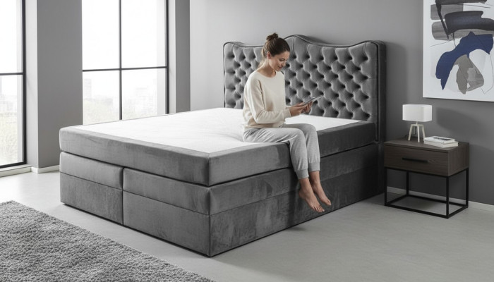 Boxspringbett Betten Polster Bett Hotel Leder Textil Stoff 180x200cm Samt Möbel