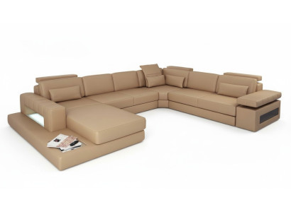 Wohnlandschaft U-Form Design Modern Sofa Couch Ecksofa Leder Polster Neu