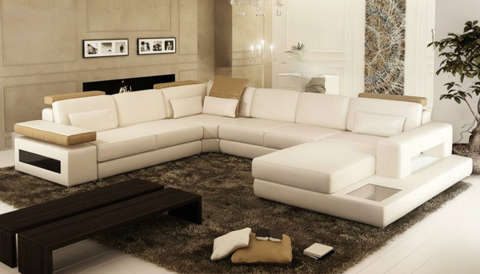 Wohnlandschaft Ecksofa Leder EckSofa Neu U Form Sofa Couch Polster