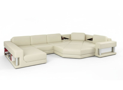 Ecksofa U-Form Couch Wohnlandschaft Sofa Couch Modern Design Sofa Textil Leder