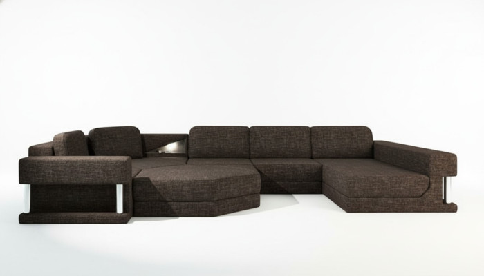 Wohnlandschaft U Form Bettfunktion Textil Stoff Big Ecksofa Sofa Polster Couch