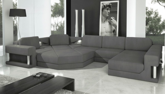 Design Couch Polster Textil Modern Schlaf Bettfunktion Ecksofa U-Form Sofa Stoff