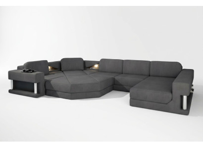 Design Couch Polster Textil Modern Schlaf Bettfunktion Ecksofa U-Form Sofa Stoff