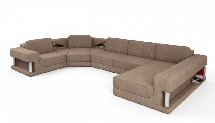 U-Form Bettfunktion Couch Design Polster Textil Eck Wohnlandschaft Ecksofa Stoff