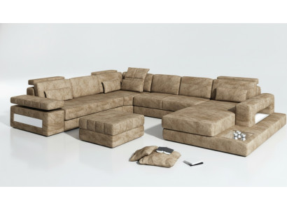 Stoff U Form Wohnlandschaft Polster Eckcouch Couch Leder Sofa Ecksofa Eckcouch