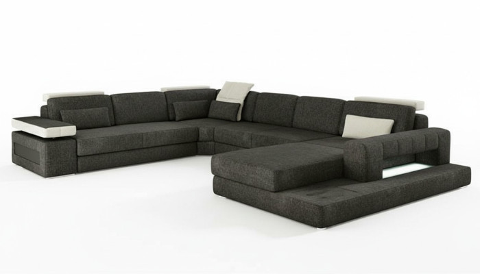 Wohnlandschaften Ecksofa Couch StoffLeder Polster Ecke Sofa U Form Neu