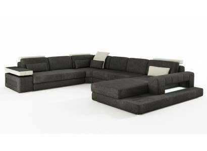 Wohnlandschaften Ecksofa Couch StoffLeder Polster Ecke Sofa U Form Neu
