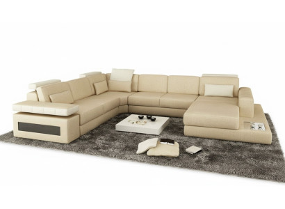 Designer Couch U Form Ecksofa Polster Couch Leder Wohnlandschaft Neu