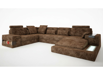 Ecksofa U-Form Couch Design Polster Textil Neu Bettfunktion Wohnlandschaft Stoff