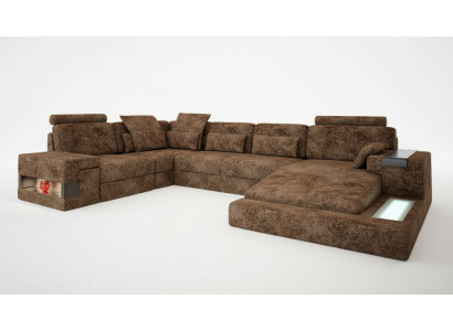 Ecksofa U-Form Sofa Couch Design Couch Textil Wohnlandschaft Bettfunktion Stoff
