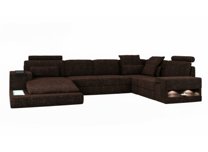 Ecksofa U-Form Moderne Sofa Ledersofa Ecksofa Polster Stoff Textil Design Sofa