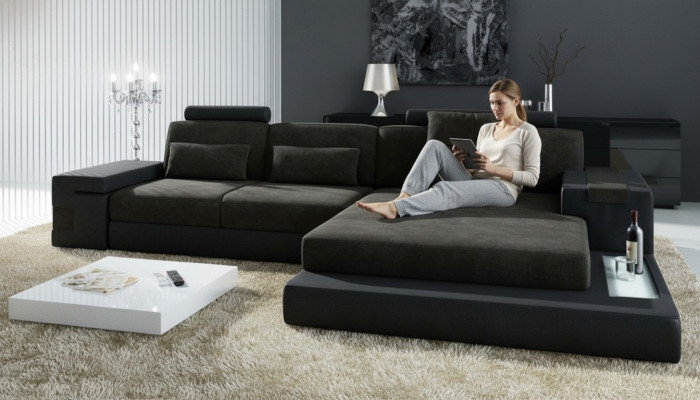  Ecksofa Sofa L-Form Textilsofa Couch Wohnlandschaft Esk Moderne Sofas