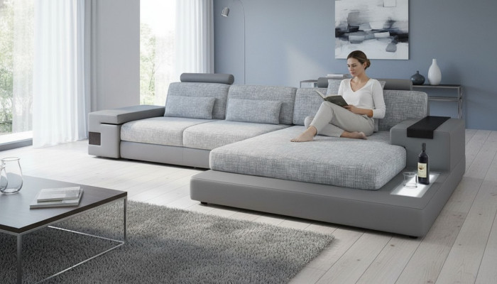 Design Ecksofa Leder L-Form Modern Style Couch Polstermöbel Wohnzimmer Neu