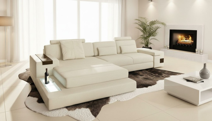 Design Couch Polster Textil Leder Eck Stoff Ecksofa L Form Sofa Couch