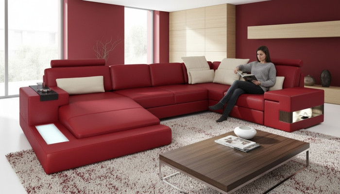 Wohnlandschaft Ecksofa U-Form Couch Sitz Polster Sofa Modern Sofa Neu