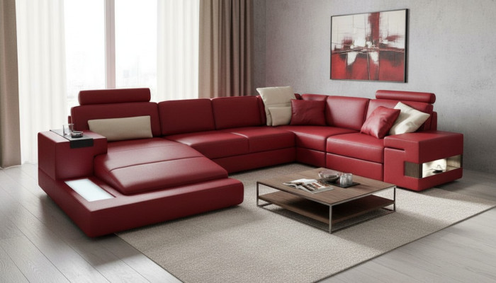 Wohnlandschaft Ecksofa U-Form Couch Sitz Polster Sofa Modern Sofa Neu
