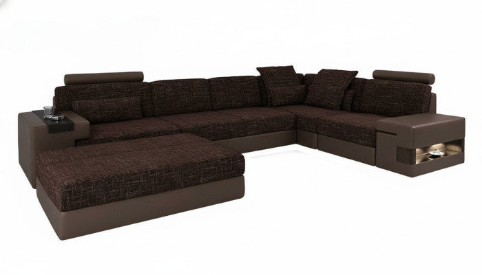 Polster Set Wohnzimmer L-Form Modern Designer Sofa Couch Ecke mit Hocker Möbel