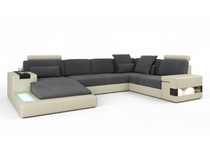 Wohnzimmer Designer Couch Polster LederStoff Sitz Modernes Ecksofa U-Form