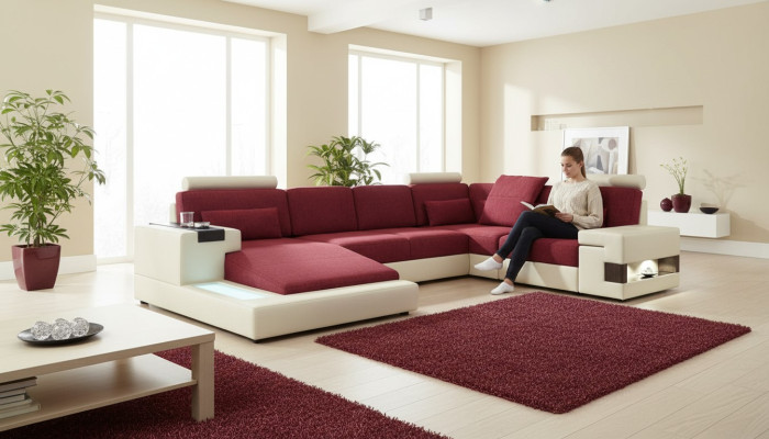 Ledersofa Designer Sofa U Form Wohnlandschaft Couch Polster Ecksofa Neu