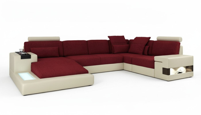 Ledersofa Designer Sofa U Form Wohnlandschaft Couch Polster Ecksofa Neu