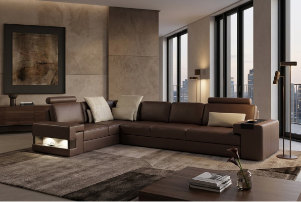 Wohnzimmer Braun Möbel Textil Sofas Ecksofa L Form Couch Polstermöbel Schlafsofa