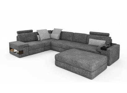 Wohnzimmer L-Form modern elegant Design Couch Ecksofa Hocker Polstermöbel NEU
