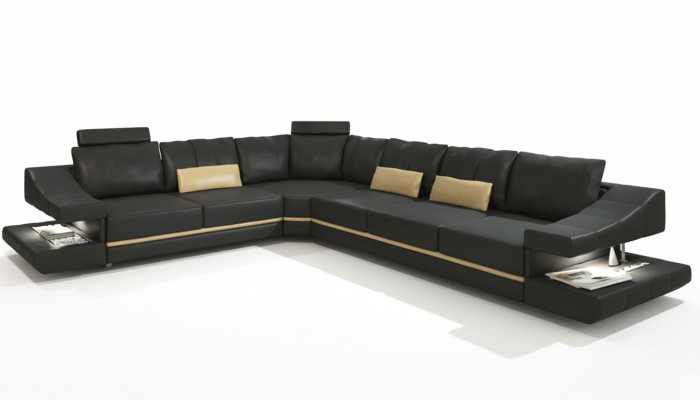 Wohnzimmer Textil L-Form Sofas Schwarz NEU Ecksofa Couch Polstermöbel