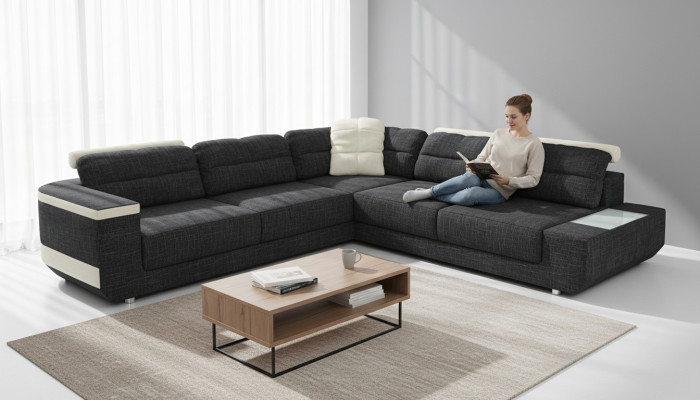 Ecksofa Polster Eck Sitz Couch Modern L Form Big Schlaf Ecksofa Wohnlandschaft