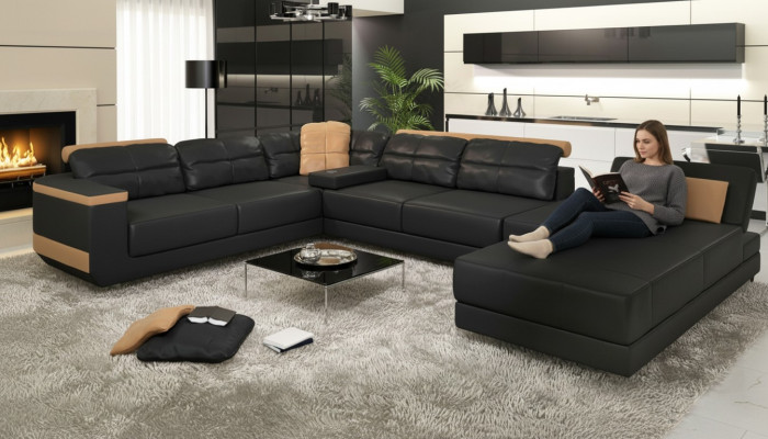 Modern Sofas Wohnlandschaft Ecksofa Stoff U-Form Couch Design Polster Textil Eck