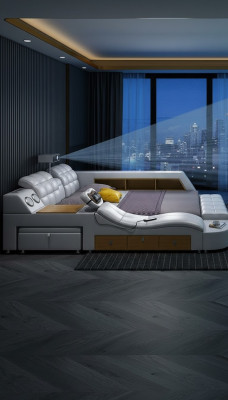 Bett Multifunktion Betten tv beamer usb led Massage Funktion Hotel Luxus