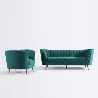 Wohnlandschaft Relax Samt Sitz Design Couch Lounge Sofagarnitur 3+1 Sitzer Möbel
