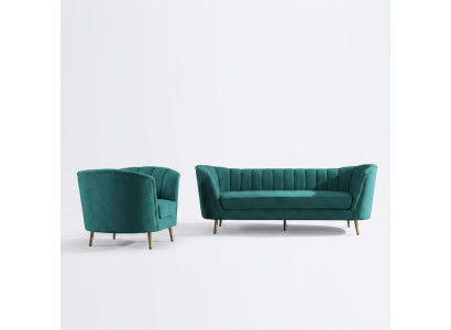 Wohnlandschaft Relax Samt Sitz Design Couch Lounge Sofagarnitur 3+1 Sitzer Möbel