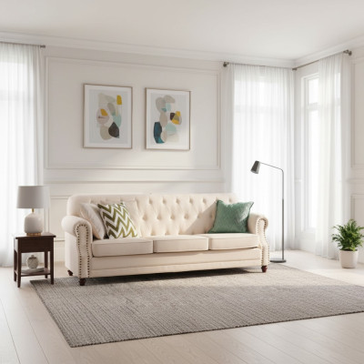 Sofagarnitur 3+1 Sitzer Stoff Sofa Chesterfield Gruppe Garnituren Couch Sofas