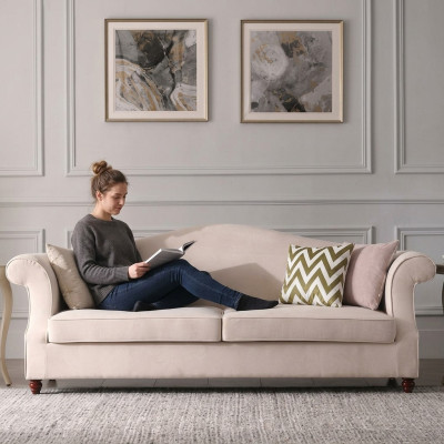 Couch 3 Sitzer Lounge Stoff Sofa Wohnlandschaft Relax Sitz Design Sofas Textil