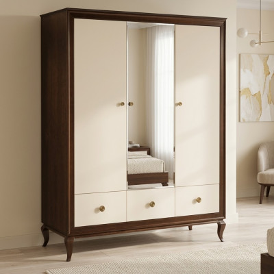 Kleiderschrank mit Spiegel Holz Schrank Designer Schrank Schlafzimmer Schränke