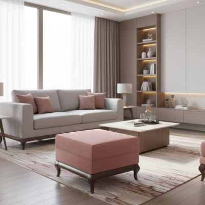Hocker Quadratische Ottomane Fußhocker 60 x 45 cm Designer Hocker Rosa