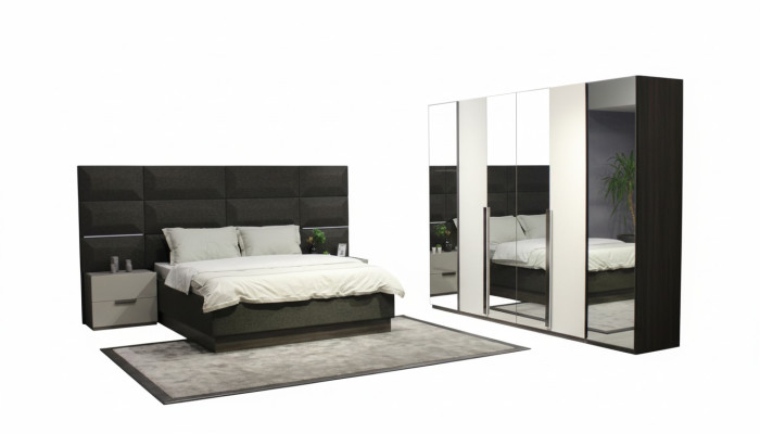 Komplett Schlafzimmer Möbel Set Bett 2x Nachttisch Schminktisch Spiegel 8tlg Neu