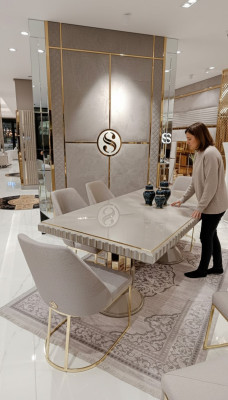 4x Stühle Stuhlgruppe Polster Design Möbel Esszimmer Textil