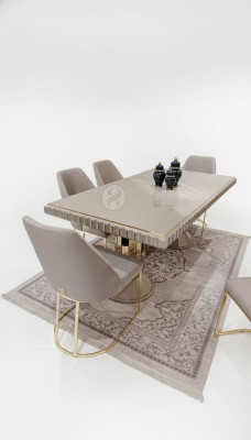 4x Stühle Stuhlgruppe Polster Design Möbel Esszimmer Textil