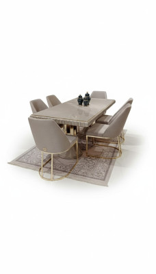 Modern Möbel Set 6x Stühle Esszimmer Polster Stühle Textil Stuhlgruppe