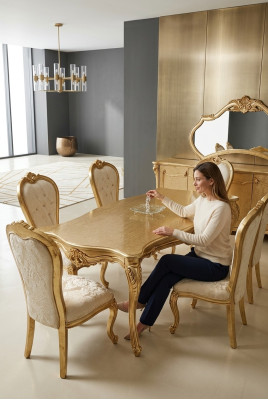 6x Stühle Set Komplett Art déco Stil Design Chesterfield Stühle Textil Neu