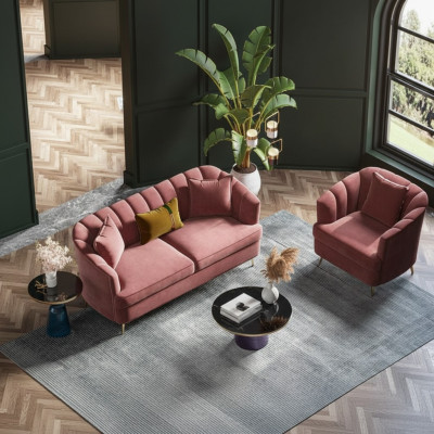 Sofagarnitur 3+1 Sitzer Sitz Design Couch Lounge Sofas Wohnlandschaft Samt Möbel