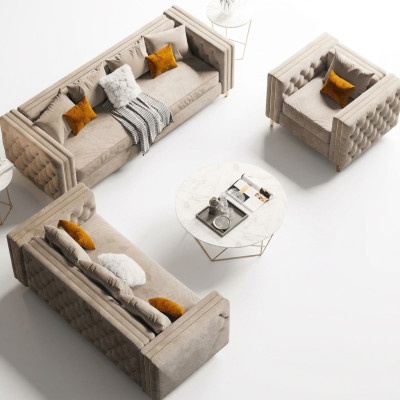 Chesterfield Sofagarnitur 321 Wohnlandschaft Relax Sitz Design Couch Sofas Samt