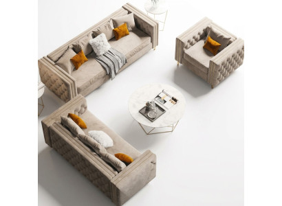 Chesterfield Sofagarnitur 321 Wohnlandschaft Relax Sitz Design Couch Sofas Samt