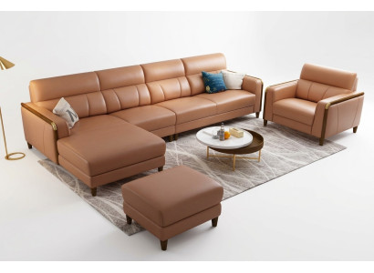 Sitz Möbel Wohnlandschaft Luxus Kunstleder Ecksofa L-form Polster Möbel Garnitur