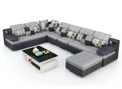 Möbel Wohnlandschaft Luxus Ecksofa U-form Polster Sofas Relax Couch Textil Sitz