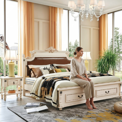 Bett Polster Design Luxus Doppel Hotel Betten Schlafzimmer Barock Holz Möbel Neu
