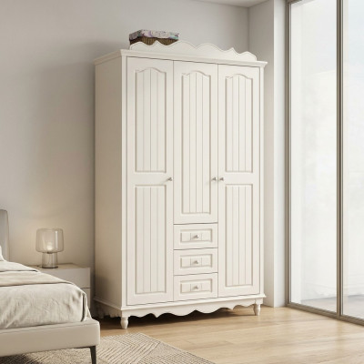Landhaus Stil Möbel Klassischer Kleiderschrank Schrank Holz Schlafzimmer Weiß